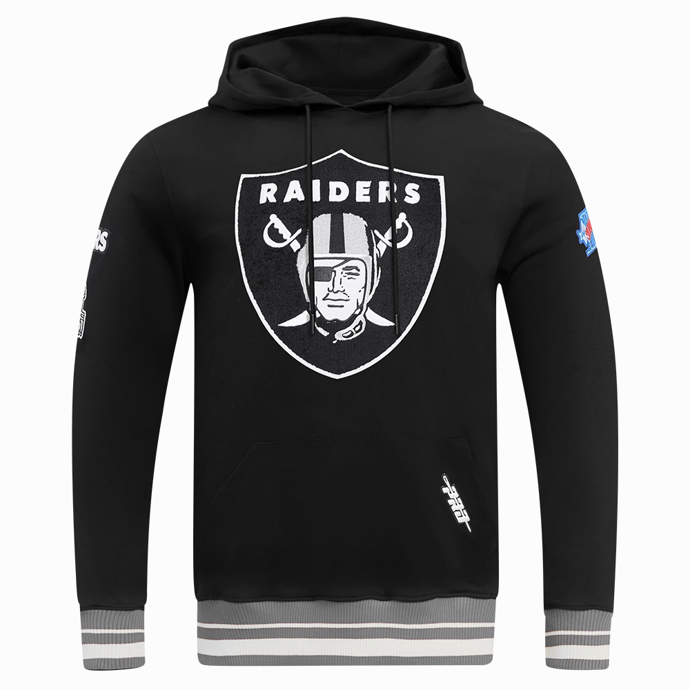 NFL LAS VEGAS RAIDERS MASHUP MEN'S RIB PULLOVER HOODIE (BLACK/GRAY)