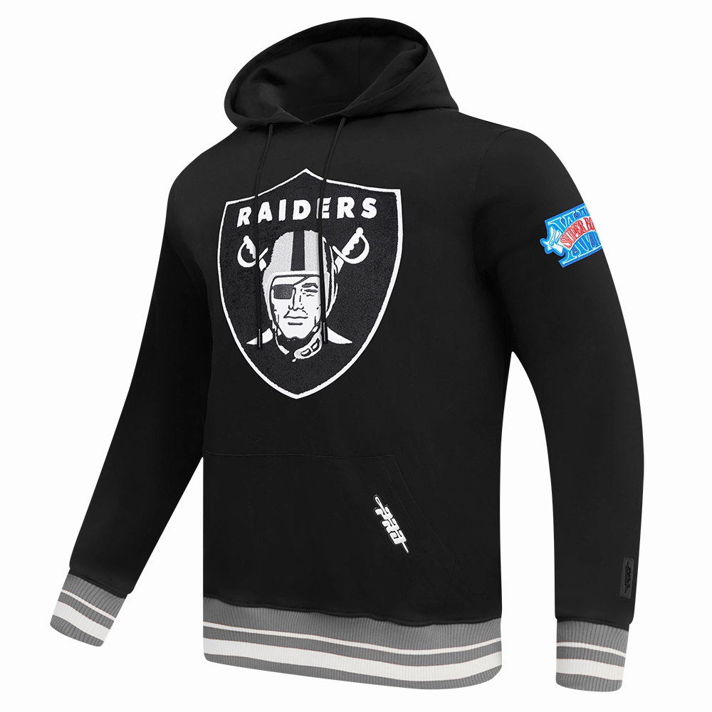 NFL LAS VEGAS RAIDERS MASHUP MEN'S RIB PULLOVER HOODIE (BLACK/GRAY)