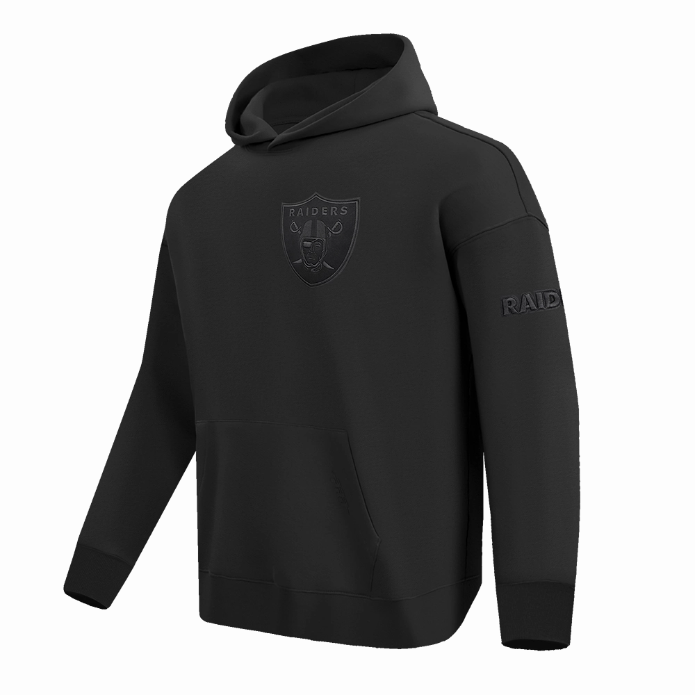 NFL LAS VEGAS RAIDERS NEUTRAL DROP SHOULDER FLEECE PULLOVER HOODIE (BLACK)