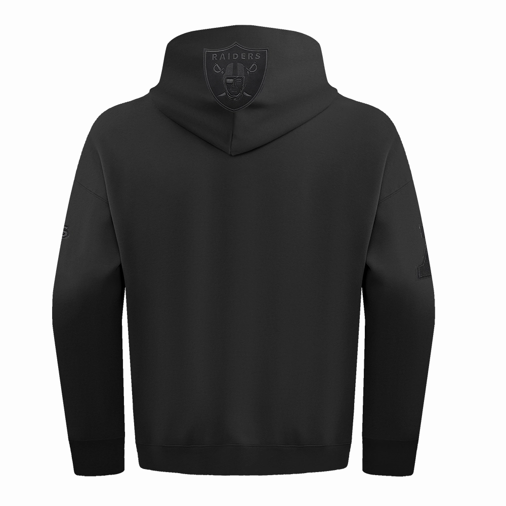 NFL LAS VEGAS RAIDERS NEUTRAL DROP SHOULDER FLEECE PULLOVER HOODIE (BLACK)