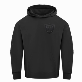 NFL LAS VEGAS RAIDERS NEUTRAL DROP SHOULDER FLEECE PULLOVER HOODIE (BLACK)