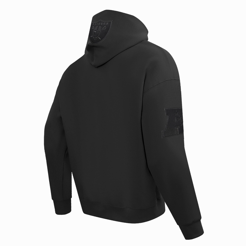 NFL LAS VEGAS RAIDERS NEUTRAL DROP SHOULDER FLEECE PULLOVER HOODIE (BLACK)
