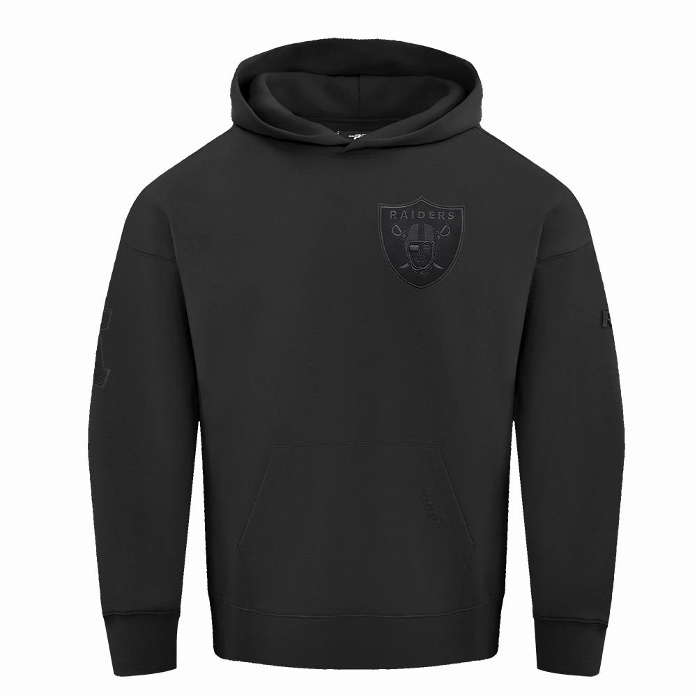 NFL LAS VEGAS RAIDERS NEUTRAL DROP SHOULDER FLEECE PULLOVER HOODIE (BLACK)