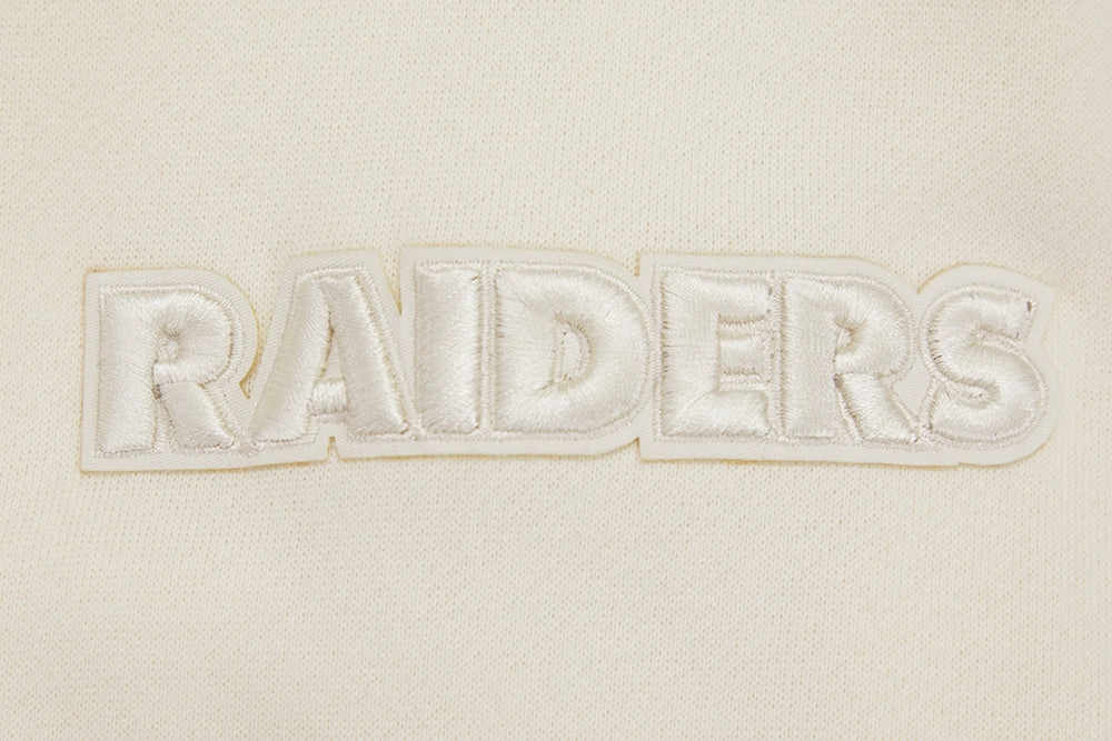 NFL LAS VEGAS RAIDERS NEUTRAL DROP SHOULDER FLEECE PULLOVER HOODIE (EGGSHELL)