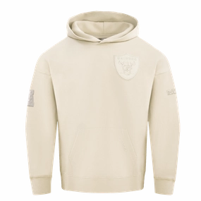NFL LAS VEGAS RAIDERS NEUTRAL DROP SHOULDER FLEECE PULLOVER HOODIE (EGGSHELL)