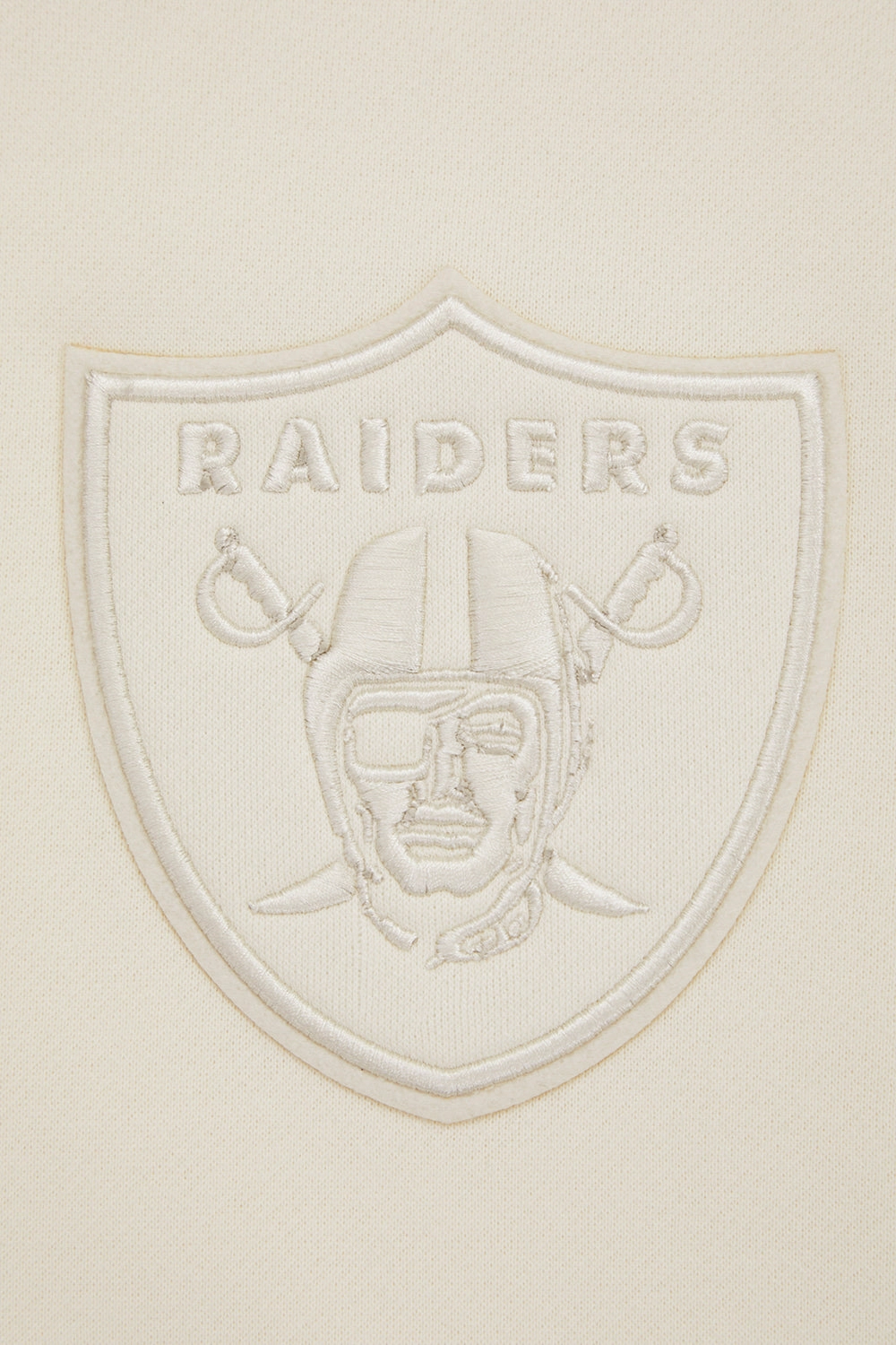 NFL LAS VEGAS RAIDERS NEUTRAL DROP SHOULDER FLEECE PULLOVER HOODIE (EGGSHELL)