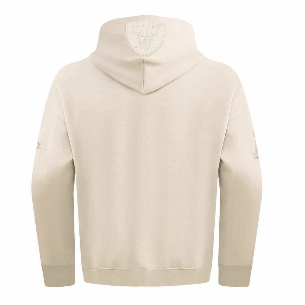 NFL LAS VEGAS RAIDERS NEUTRAL DROP SHOULDER FLEECE PULLOVER HOODIE (EGGSHELL)