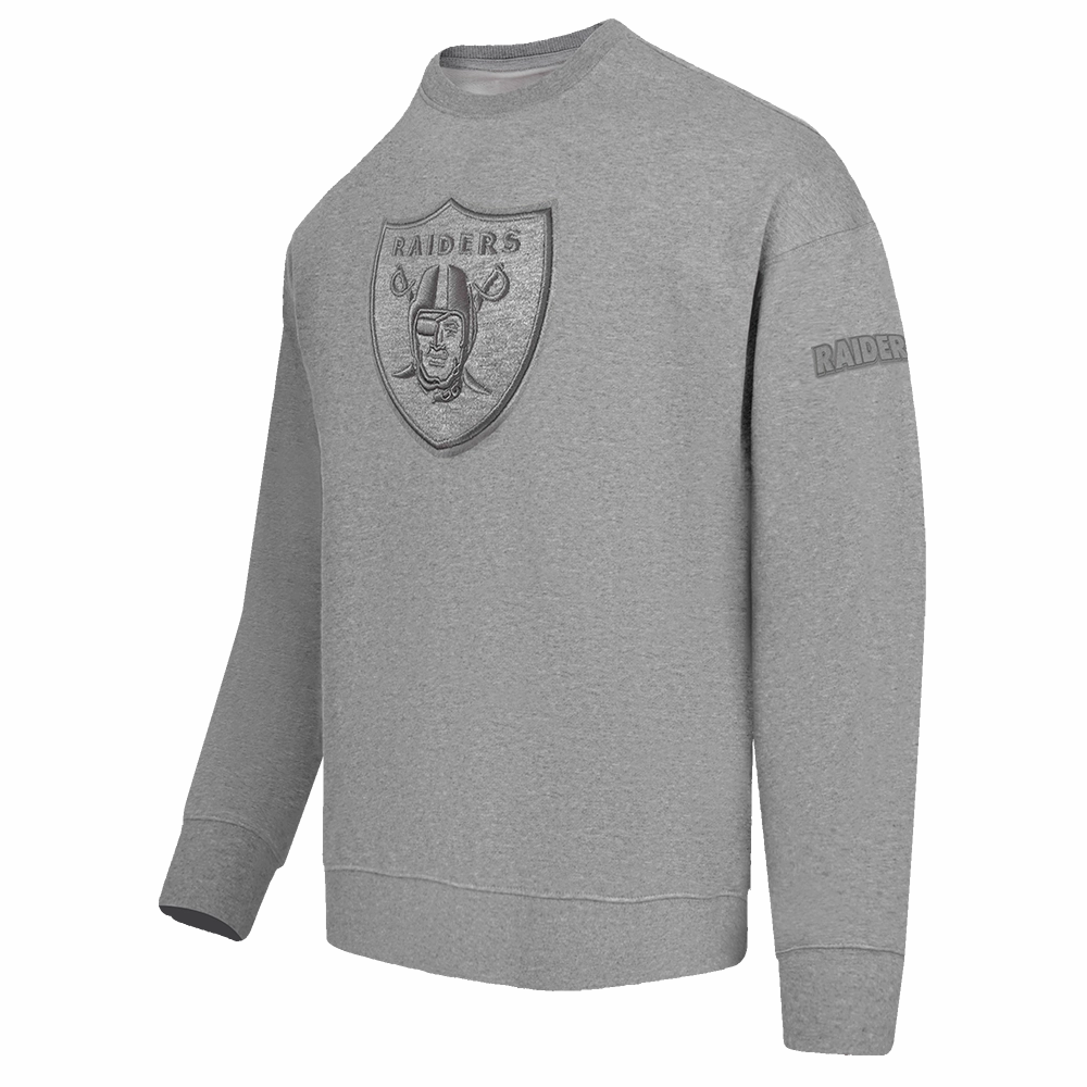 NFL LAS VEGAS RAIDERS NEUTRAL MEN'S DROP SHOULDER FLEECE CREWNECK (DARK HEATHER GRAY)
