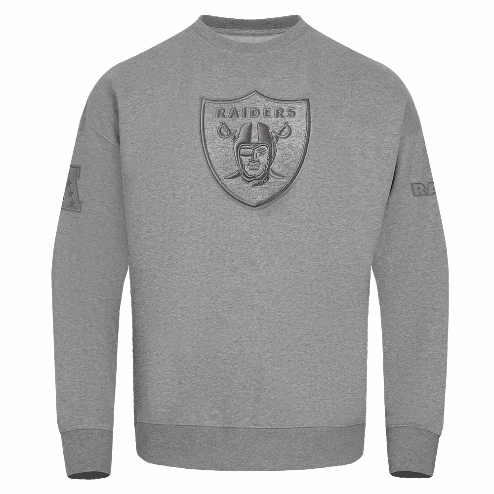 NFL LAS VEGAS RAIDERS NEUTRAL MEN'S DROP SHOULDER FLEECE CREWNECK (DARK HEATHER GRAY)