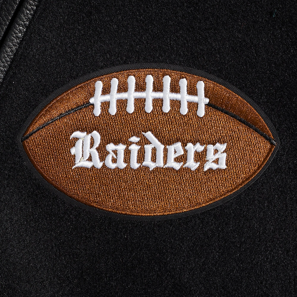 NFL LAS VEGAS RAIDERS PRO PREP MEN'S WOOL VARSITY JACKET (BLACK/GRAY)