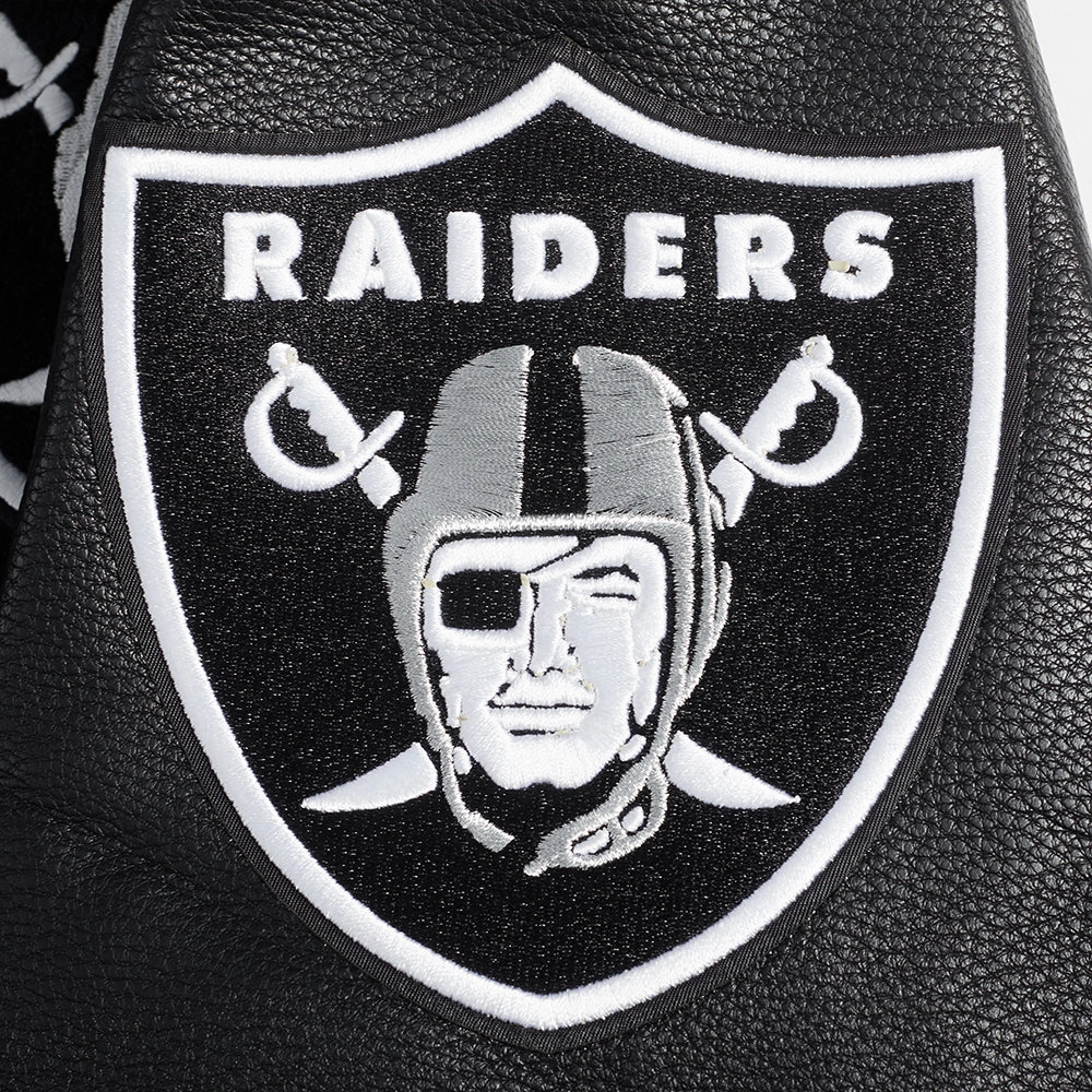 NFL LAS VEGAS RAIDERS PRO PREP MEN'S WOOL VARSITY JACKET (BLACK/GRAY)