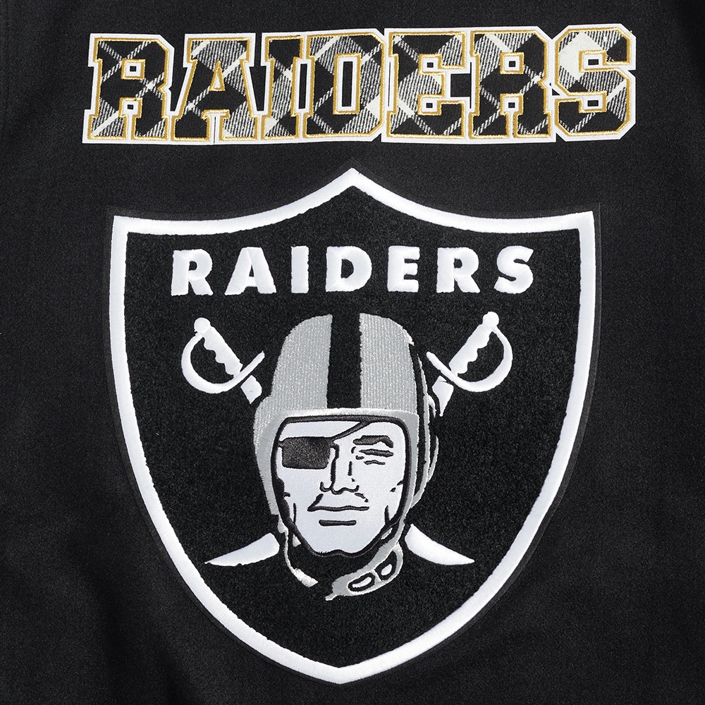 NFL LAS VEGAS RAIDERS PRO PREP MEN'S WOOL VARSITY JACKET (BLACK/GRAY)