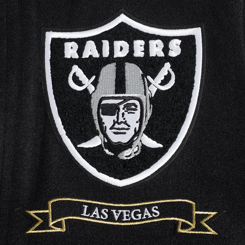 NFL LAS VEGAS RAIDERS PRO PREP MEN'S WOOL VARSITY JACKET (BLACK/GRAY)