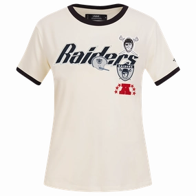 NFL LAS VEGAS RAIDERS RETRO CASCADE WOMEN'S RINGER TEE (EGGSHELL/ BLACK)