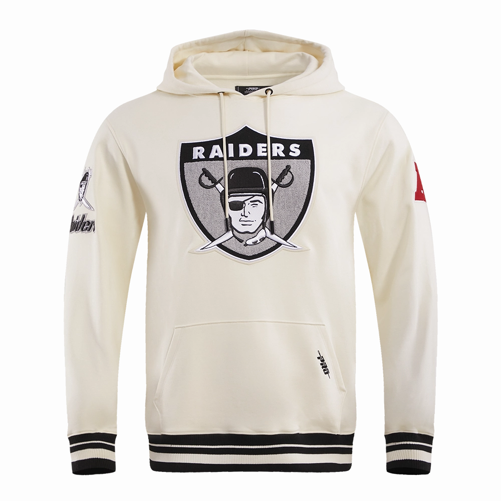 NFL LAS VEGAS RAIDERS RETRO CLASSIC MEN'S PULLOVER HOODIE (EGGSHELL/ BLACK)