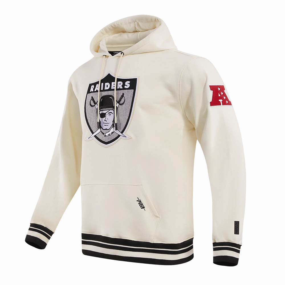 NFL LAS VEGAS RAIDERS RETRO CLASSIC MEN'S PULLOVER HOODIE (EGGSHELL/ BLACK)