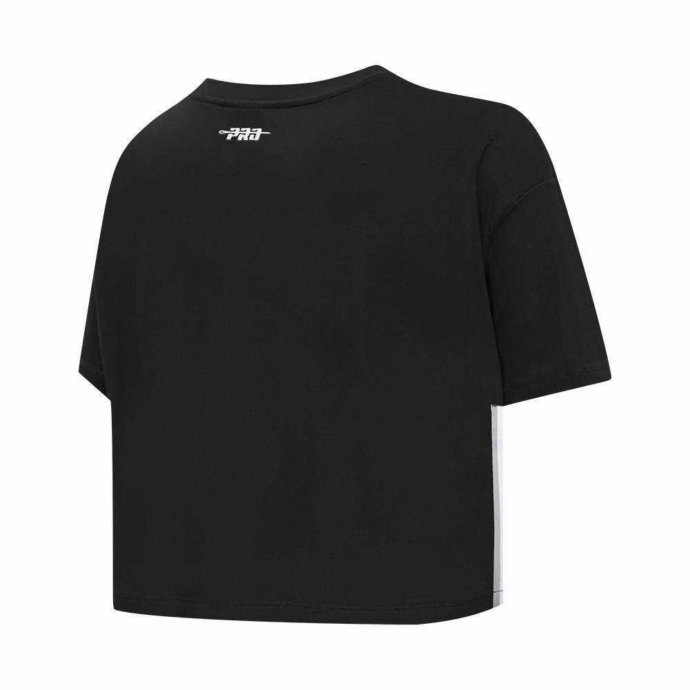 NFL LAS VEGAS RAIDERS RETRO ELEVATION WOMEN'S SINGLE JERSEY BOXY TEE (BLACK)