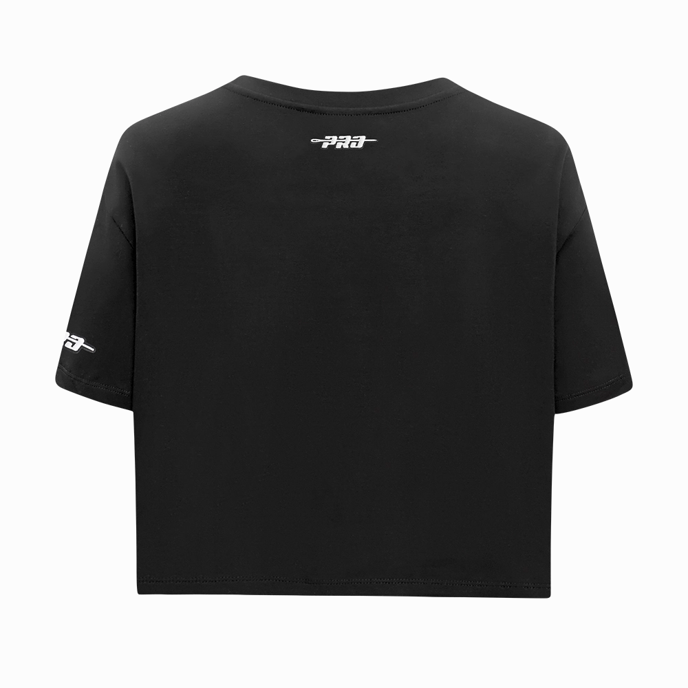NFL LAS VEGAS RAIDERS RETRO ELEVATION WOMEN'S SINGLE JERSEY BOXY TEE (BLACK)