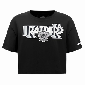 NFL LAS VEGAS RAIDERS RETRO ELEVATION WOMEN'S SINGLE JERSEY BOXY TEE (BLACK)
