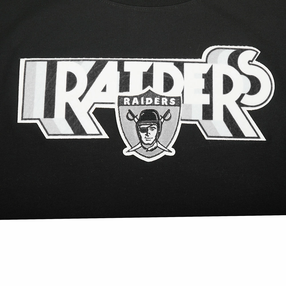 NFL LAS VEGAS RAIDERS RETRO ELEVATION WOMEN'S SINGLE JERSEY BOXY TEE (BLACK)