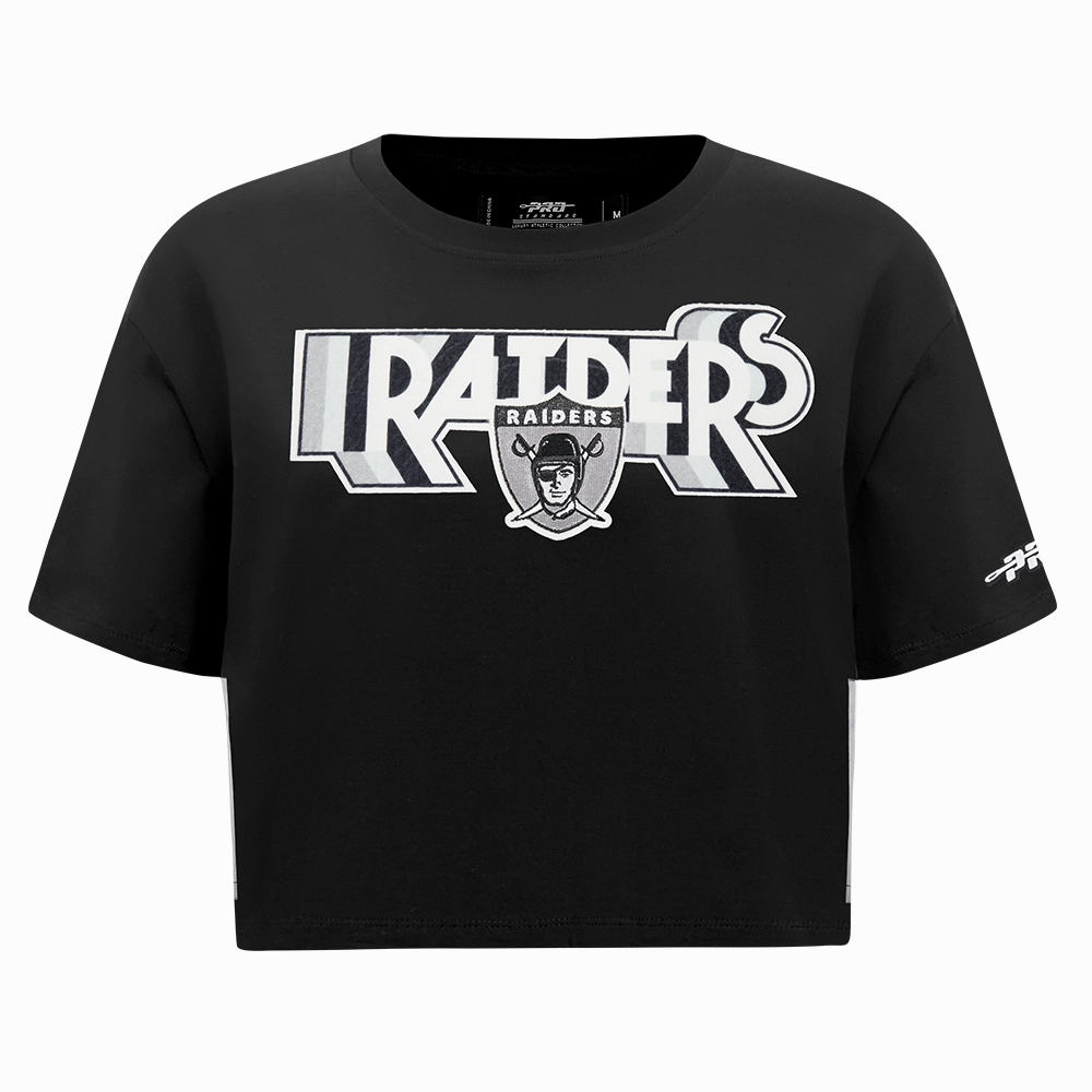 NFL LAS VEGAS RAIDERS RETRO ELEVATION WOMEN'S SINGLE JERSEY BOXY TEE (BLACK)