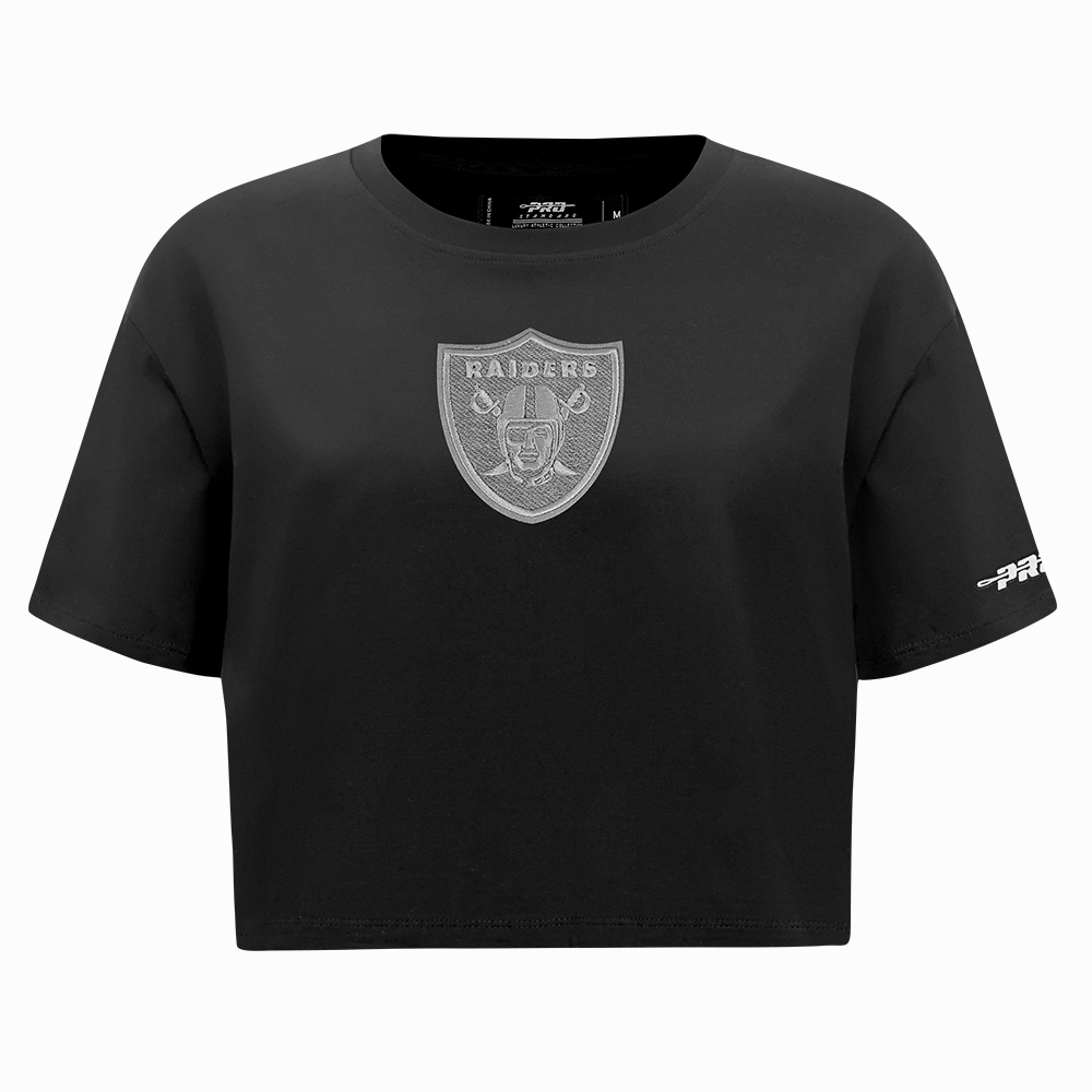 NFL LAS VEGAS RAIDERS REVERSE FRENCH TERRY WOMEN'S SINGLE JERSEY BOXY TEE (BLACK)
