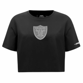 NFL LAS VEGAS RAIDERS REVERSE FRENCH TERRY WOMEN'S SINGLE JERSEY BOXY TEE (BLACK)