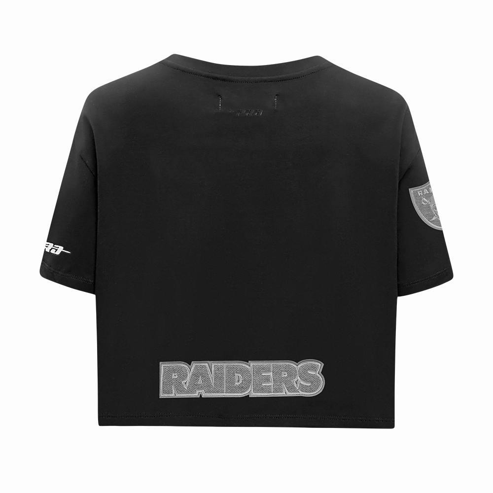 NFL LAS VEGAS RAIDERS REVERSE FRENCH TERRY WOMEN'S SINGLE JERSEY BOXY TEE (BLACK)
