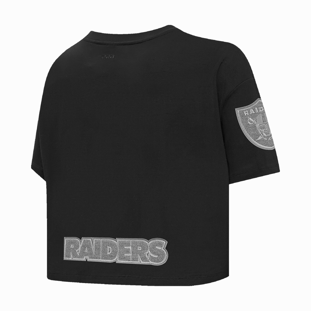NFL LAS VEGAS RAIDERS REVERSE FRENCH TERRY WOMEN'S SINGLE JERSEY BOXY TEE (BLACK)