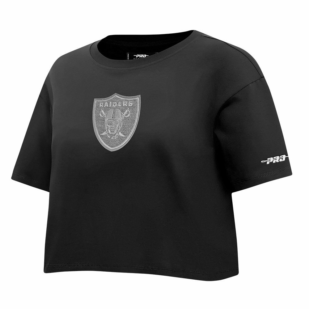 NFL LAS VEGAS RAIDERS REVERSE FRENCH TERRY WOMEN'S SINGLE JERSEY BOXY TEE (BLACK)