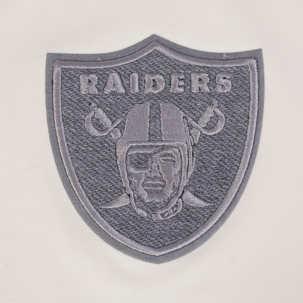 NFL LAS VEGAS RAIDERS REVERSE FRENCH TERRY WOMEN'S SINGLE JERSEY BOXY TEE (EGGSHELL)