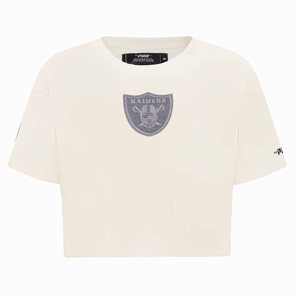 NFL LAS VEGAS RAIDERS REVERSE FRENCH TERRY WOMEN'S SINGLE JERSEY BOXY TEE (EGGSHELL)