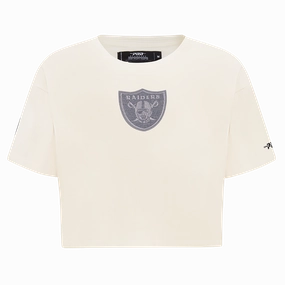 NFL LAS VEGAS RAIDERS REVERSE FRENCH TERRY WOMEN'S SINGLE JERSEY BOXY TEE (EGGSHELL)