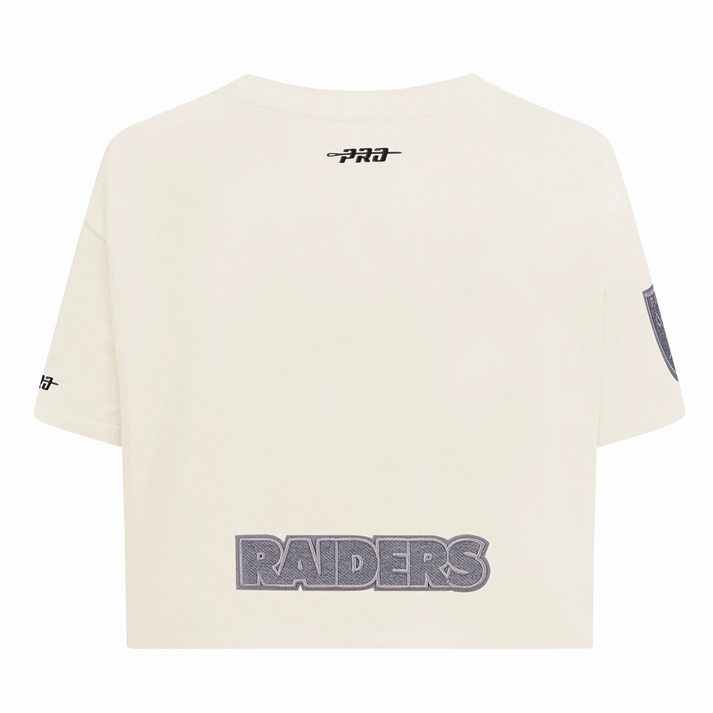 NFL LAS VEGAS RAIDERS REVERSE FRENCH TERRY WOMEN'S SINGLE JERSEY BOXY TEE (EGGSHELL)