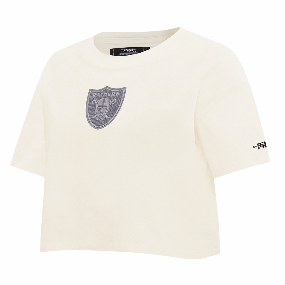 NFL LAS VEGAS RAIDERS REVERSE FRENCH TERRY WOMEN'S SINGLE JERSEY BOXY TEE (EGGSHELL)