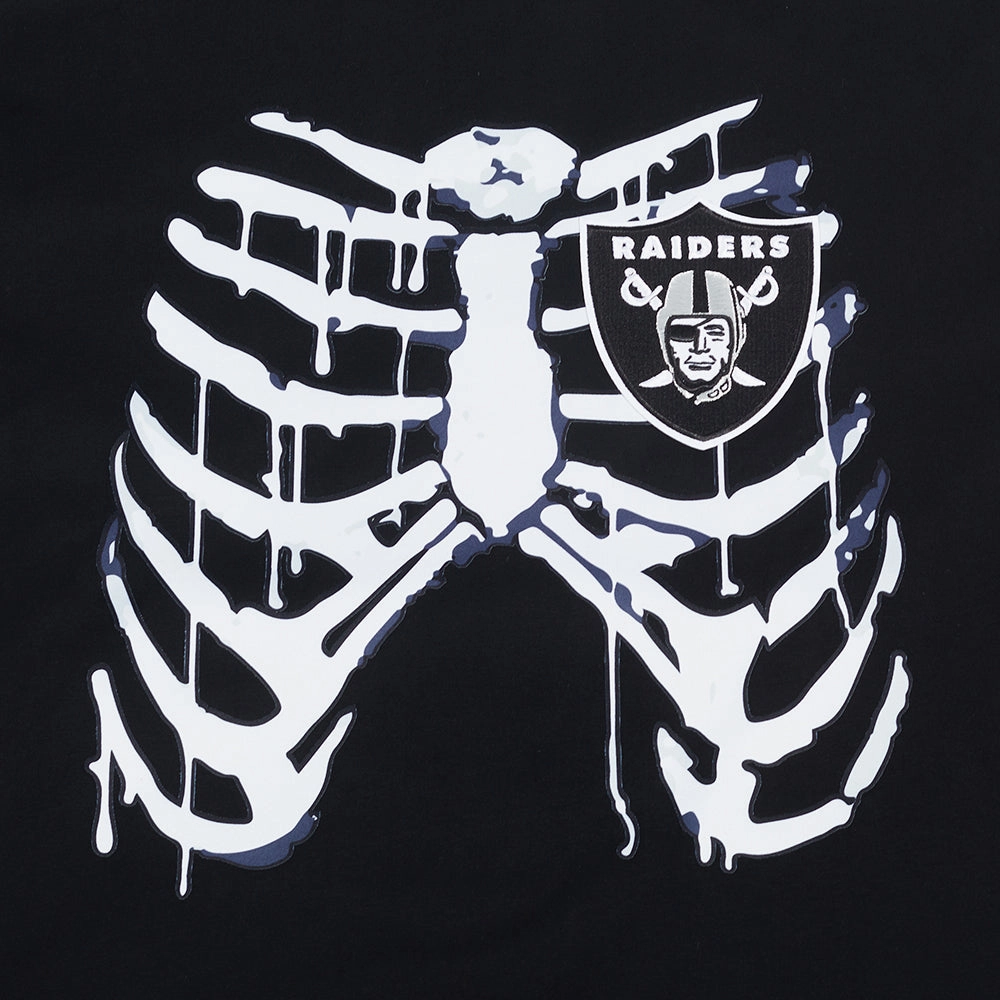 NFL LAS VEGAS RAIDERS RIB CAGE MEN'S COTTON JERSEY DROP SHOULDER TEE (BLACK)