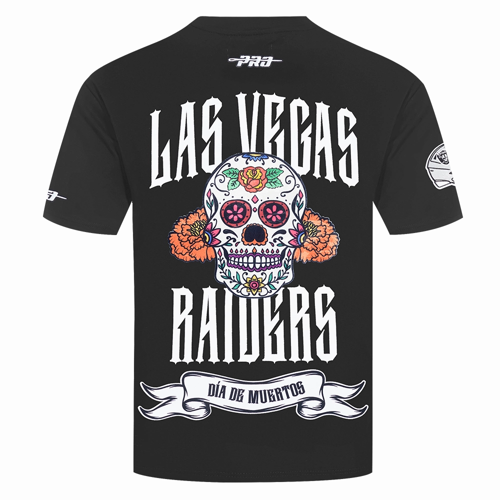 NFL LAS VEGAS RAIDERS RIB CAGE MEN'S COTTON JERSEY DROP SHOULDER TEE (BLACK)