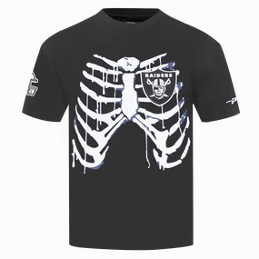 NFL LAS VEGAS RAIDERS RIB CAGE MEN'S COTTON JERSEY DROP SHOULDER TEE (BLACK)