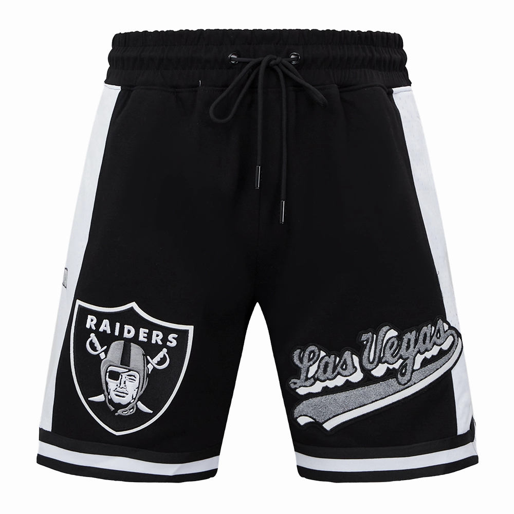 NFL LAS VEGAS RAIDERS SCRIPT TAIL MEN'S DOUBLE KNIT 2.0 SHORT (BLACK)