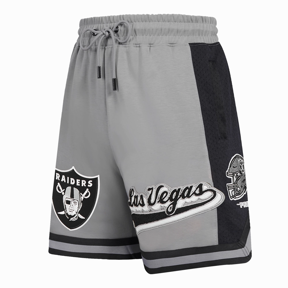 NFL LAS VEGAS RAIDERS SCRIPT TAIL MEN'S DOUBLE KNIT 2.0 SHORT (GRAY/BLACK)