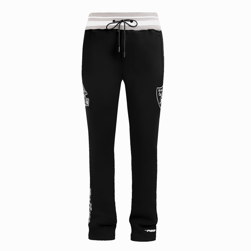 NFL LAS VEGAS RAIDERS SCRIPT TAIL MEN'S RIB FLEECE SWEATPANT (BLACK/GRAY)
