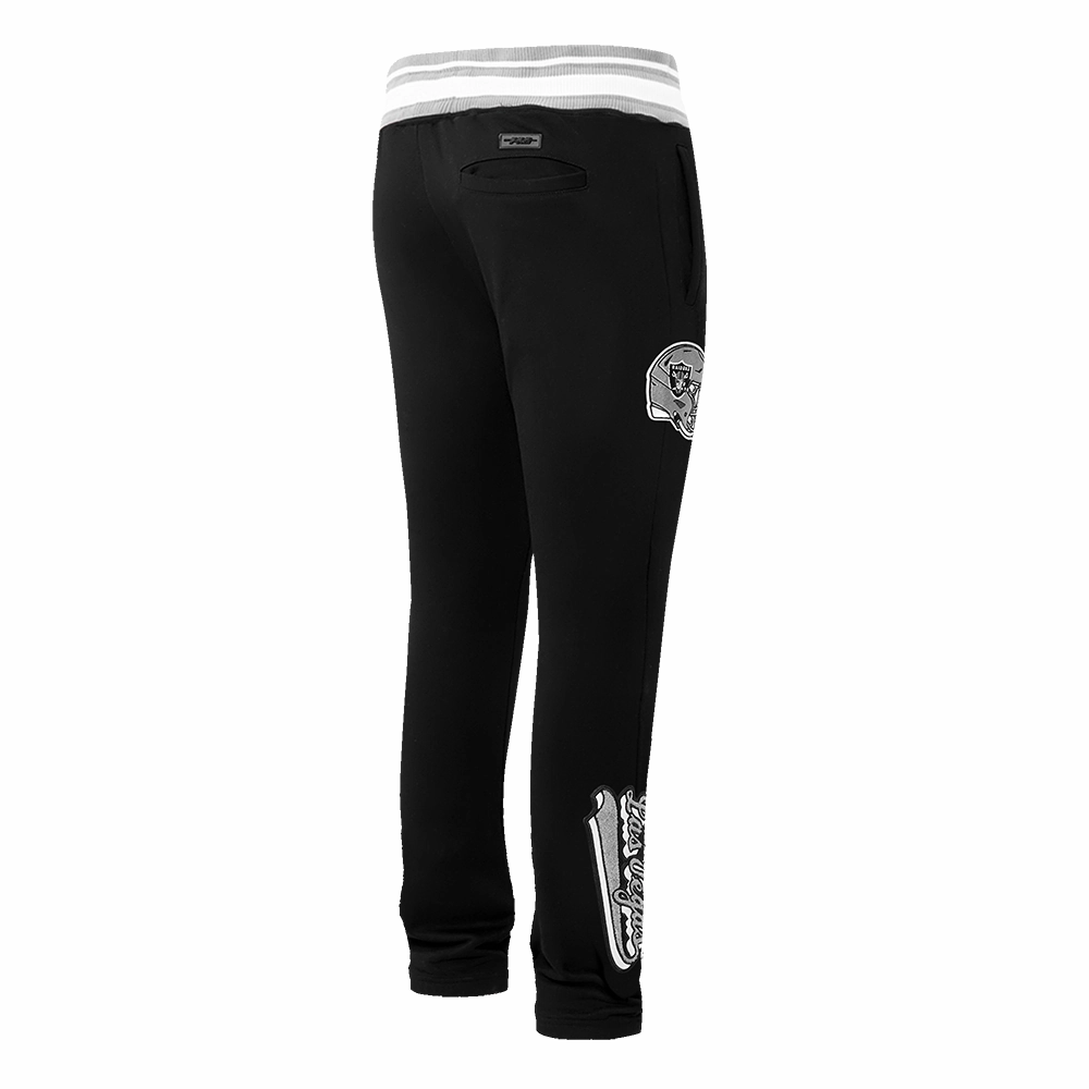 NFL LAS VEGAS RAIDERS SCRIPT TAIL MEN'S RIB FLEECE SWEATPANT (BLACK/GRAY)