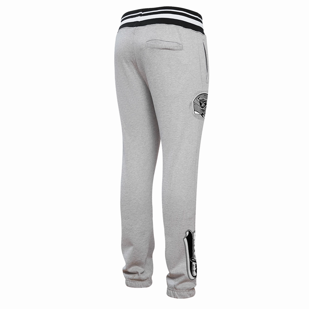 NFL LAS VEGAS RAIDERS SCRIPT TAIL MEN'S RIB FLEECE SWEATPANT (HEATHER GRAY/BLACK)