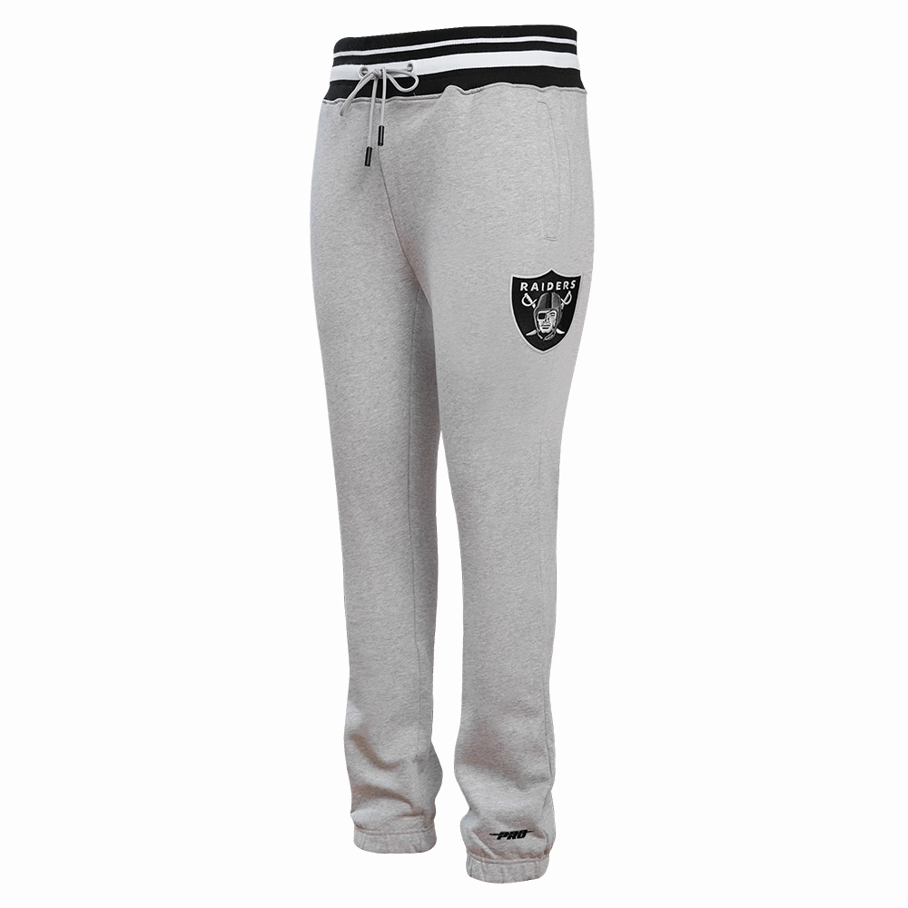 NFL LAS VEGAS RAIDERS SCRIPT TAIL MEN'S RIB FLEECE SWEATPANT (HEATHER GRAY/BLACK)
