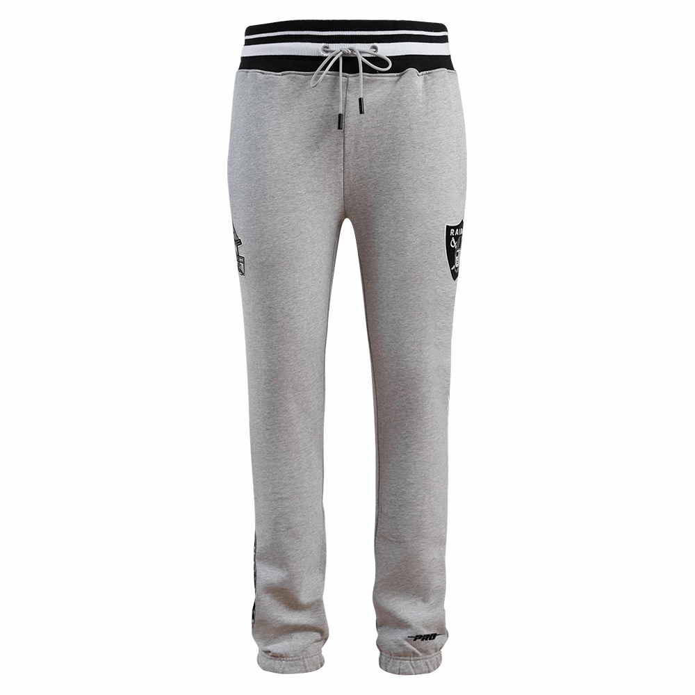 NFL LAS VEGAS RAIDERS SCRIPT TAIL MEN'S RIB FLEECE SWEATPANT (HEATHER GRAY/BLACK)