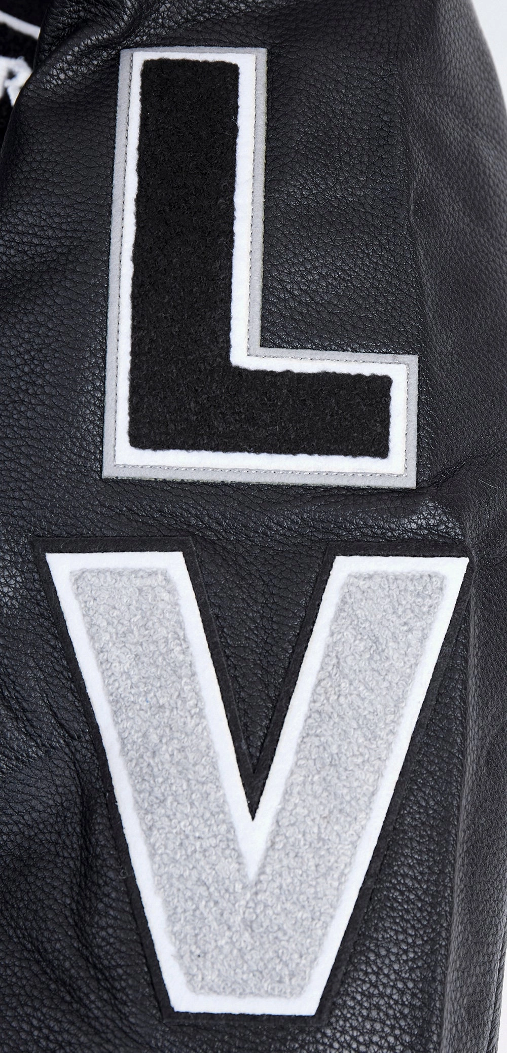 NFL LAS VEGAS RAIDERS SCRIPT TAIL MEN'S RIB WOOL VARSITY JACKET (BLACK/GRAY)