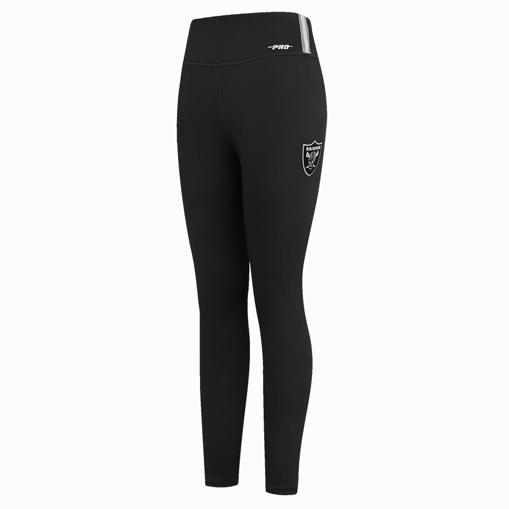 NFL LAS VEGAS RAIDERS SCRIPT TAIL WOMEN'S HIGH WAIST JERSEY LEGGING (BLACK)