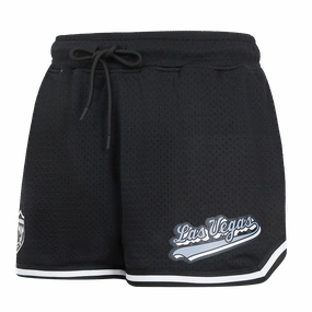 NFL LAS VEGAS RAIDERS SCRIPT TAIL WOMEN'S MESH TAPE SHORT (BLACK)