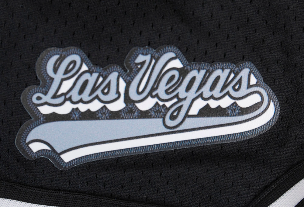 NFL LAS VEGAS RAIDERS SCRIPT TAIL WOMEN'S MESH TAPE SHORT (BLACK)