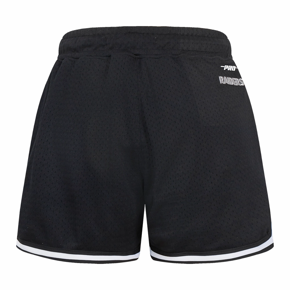 NFL LAS VEGAS RAIDERS SCRIPT TAIL WOMEN'S MESH TAPE SHORT (BLACK)